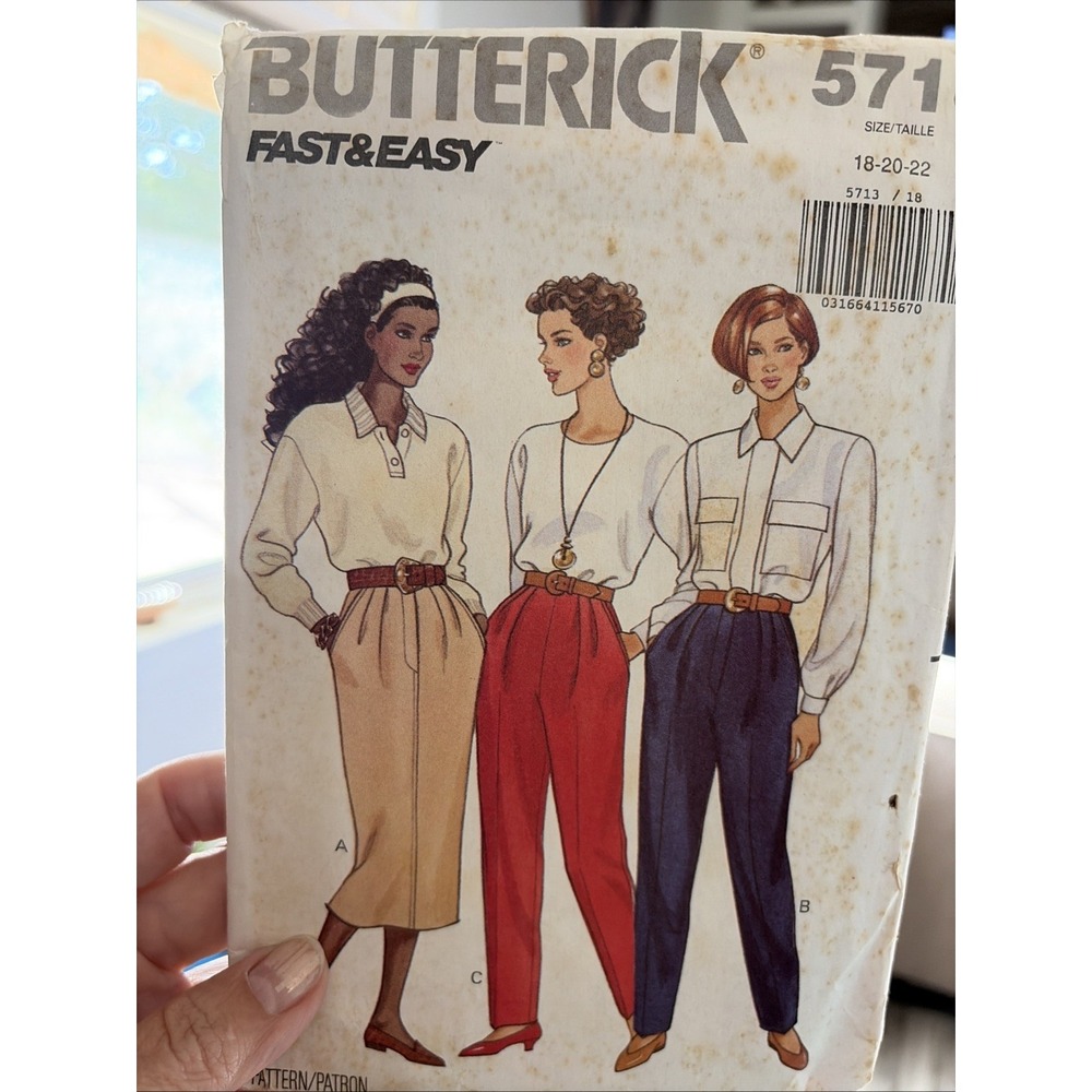 Vintage 1991 Butterick Skirt & Pants Sewing Pattern 5713 Size 18 Cut Complete